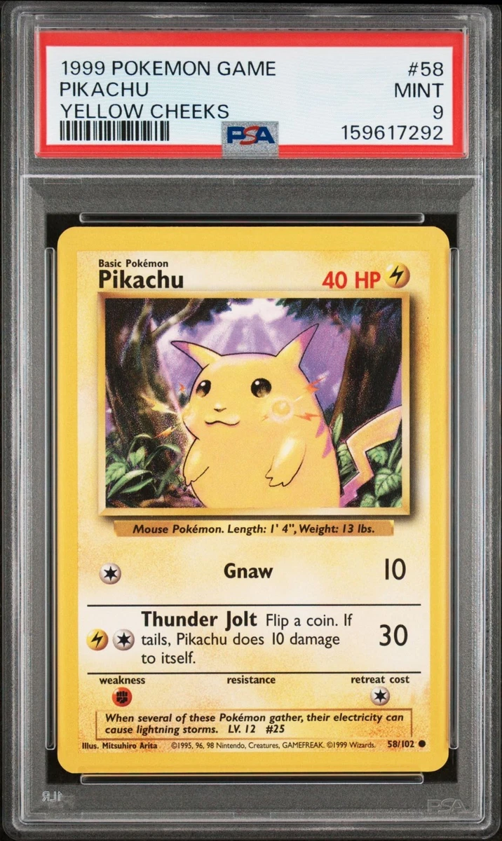 Pokémon TCG Base Set Pikachu Grade 9 Individual Collectible Card