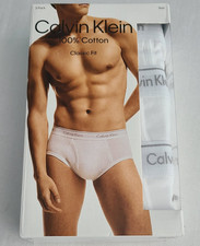 New Calvin Klein M Men's Underwear Classic Fit 3-Pack Pure Cotton Briefs White