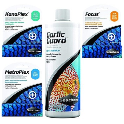 Aquarium Treatment Bundle Pack All In One Metroplex Kanaplex Focus Garlic Guard