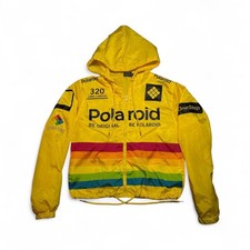 Polaroid 320 Land Camera OneStep Windbreaker Jacket Sz M Rainbow Stripe Hooded