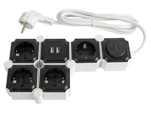 Steckdosenleiste, GT-WSL-01-F, 4-fach, Schaltbar, USB, weiß/schwarz - Bild 3 von 5