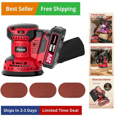 20V Cordless Orbital Sander 5 Inch Electric Sander Tool with 6 Variable Speed...