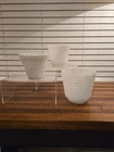 Set  of 3 Vintage Fire King White Milk Glass Flower Pot Hobnail Pattern