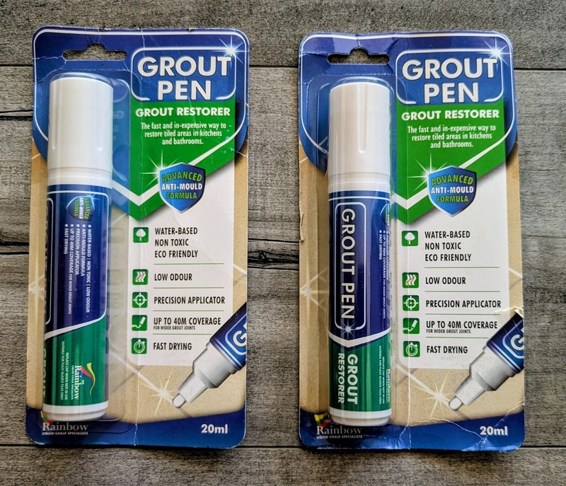 Grout Pen WHITE Tile Grout Paint:  Wide Tip 15mm Tip (20mL)  2 Pack