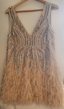 Asos Flapper Dress Bedazzled Women's Size US 6 Champagne Colored
