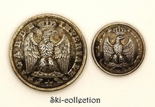2 Imperial Guard Buttons, Officers (1854-1870) Napoleon III, 22/16 mm