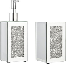 2-Piece Luxury bathroom set, glass soap dispenser and toothbrush holder, 150 ml
