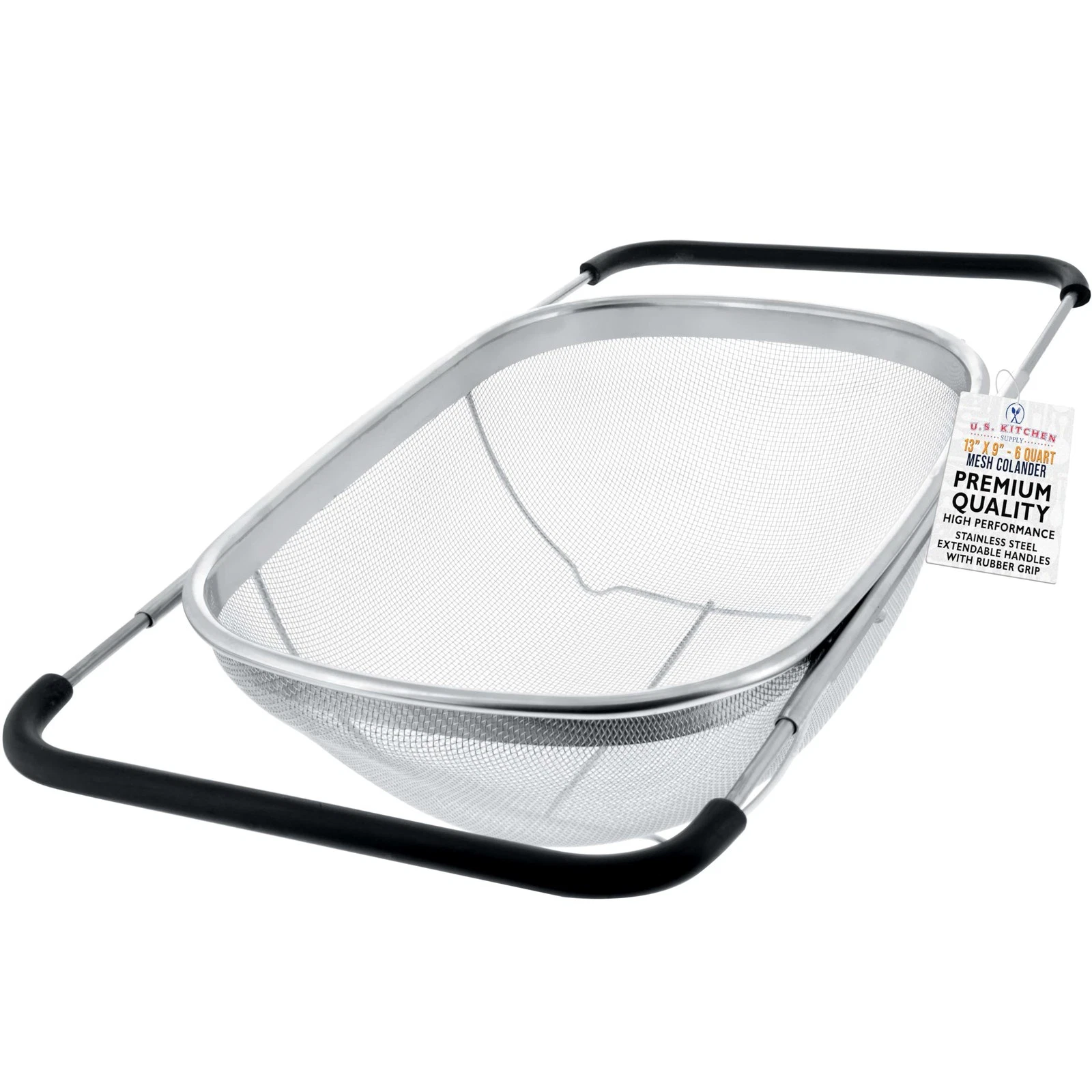 Stainless Steel Colander Strainer - 6-Quart Collapsible Colander with Expanda...