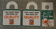 1961 Vintage 7 UP Fizz Nik Float Soda Advertising & 2 Paper Door Hangers NOS