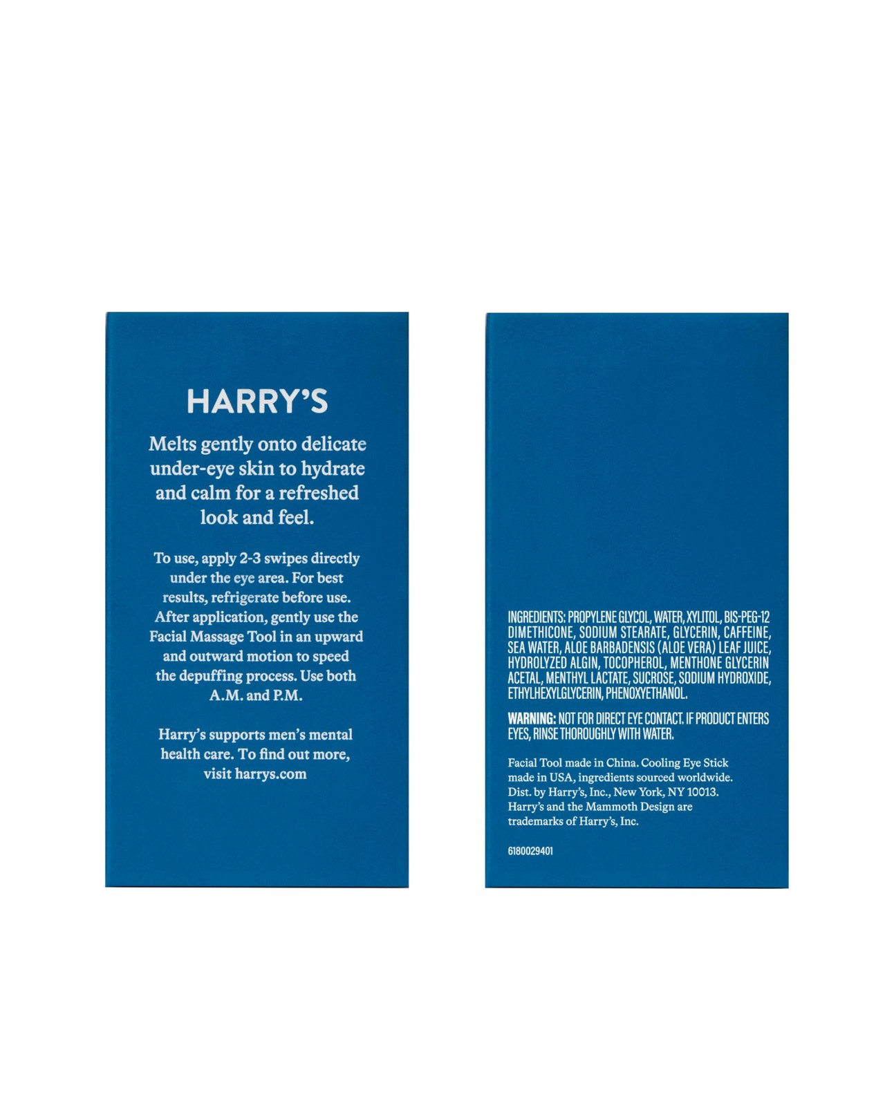 Harry's Cooling Eye Kit for Men - Gua Sha Depuffing Facial Massage Tool and C