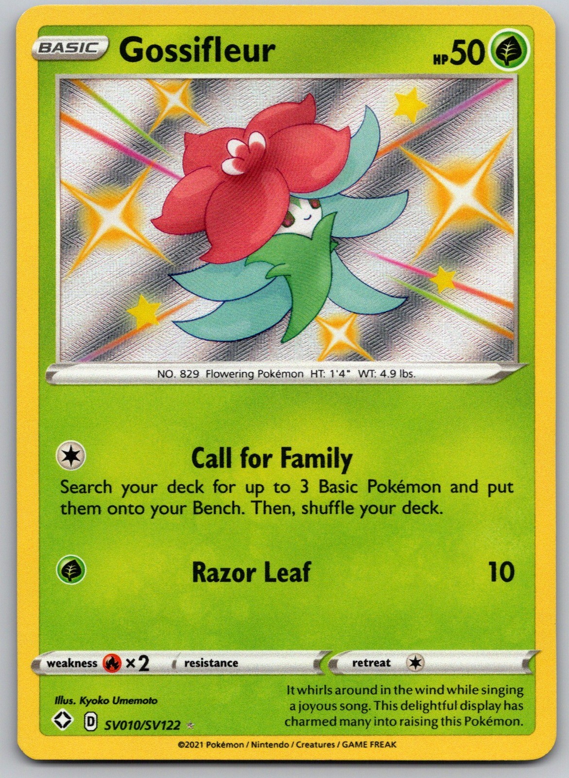 Gossifleur Shiny Holo Rare Shining Fates: Shiny Vault SV010/SV122 LP