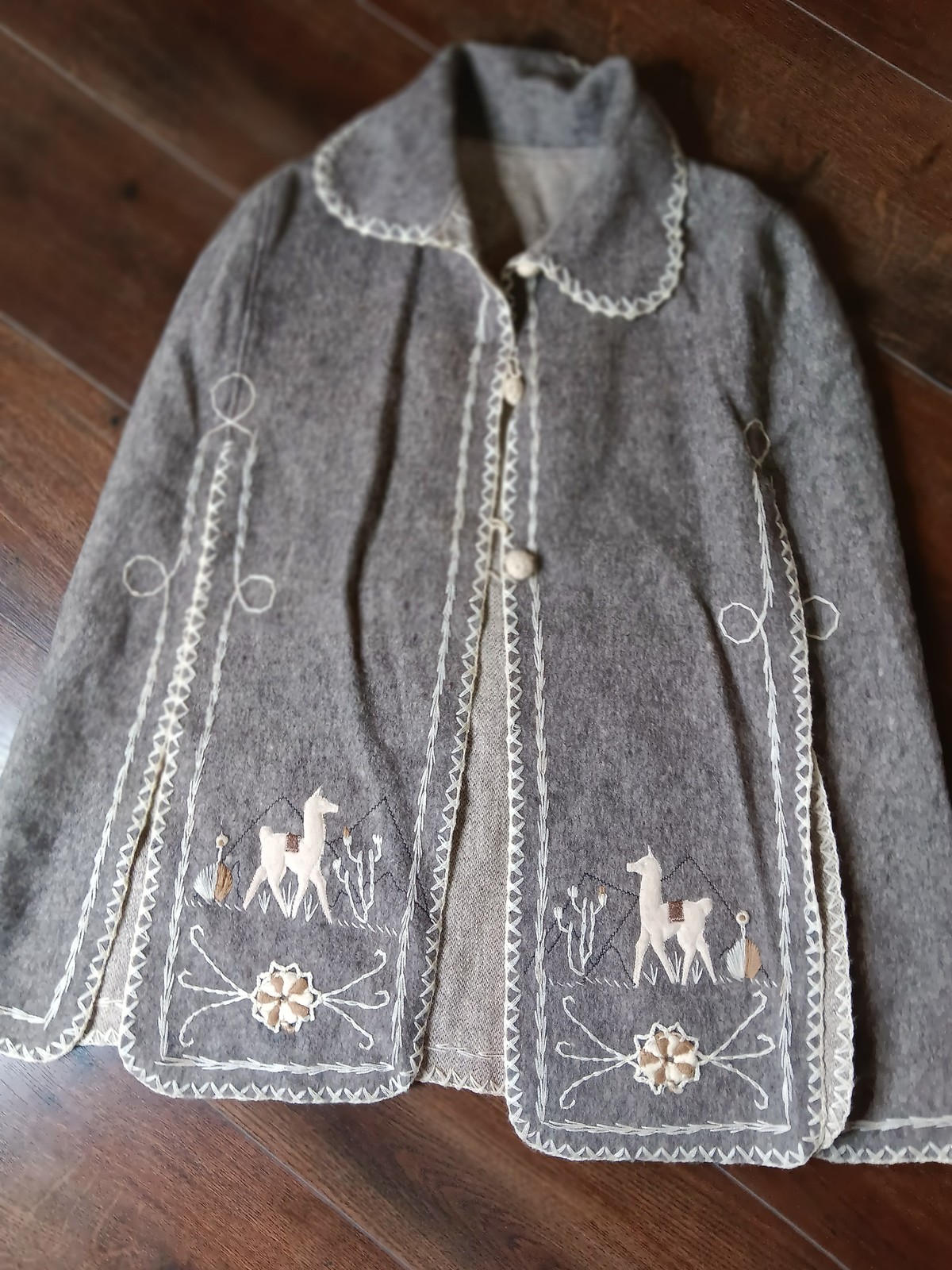 Authentic Alpaca poncho gray - image 2