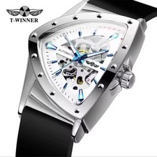 Männer Automatische Armbanduhr Dreieck Uhr Silikonarmband Mechanische Herrenuhr