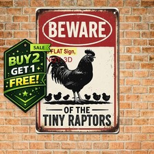 Beware Farm Chicken Coop Retro 8x12 Tin Metal Sign Humor Decor