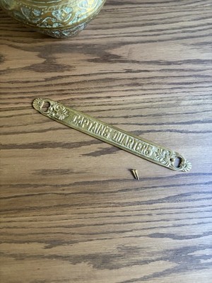 Vintage 1970s Solid Brass 'Captains Quarters' Sign 13'' long