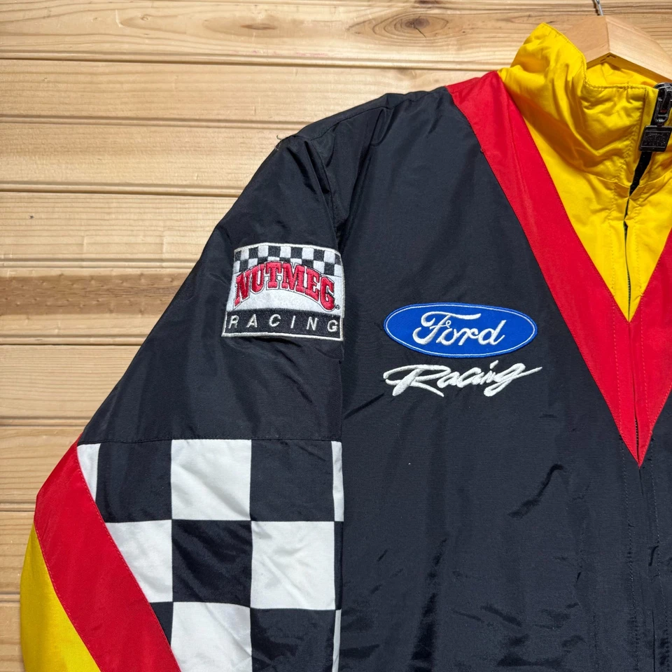 Chaqueta de bombardero de carreras Nascar bordada vintage años 90 Rusty Wallace #2 talla grande Foto 3 de 4