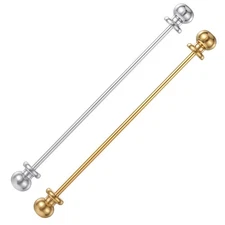 2 Pieces Collar Pin Mens Brass Ball Shirt Collar Bar Tie Pins Clip Clasp Lape...