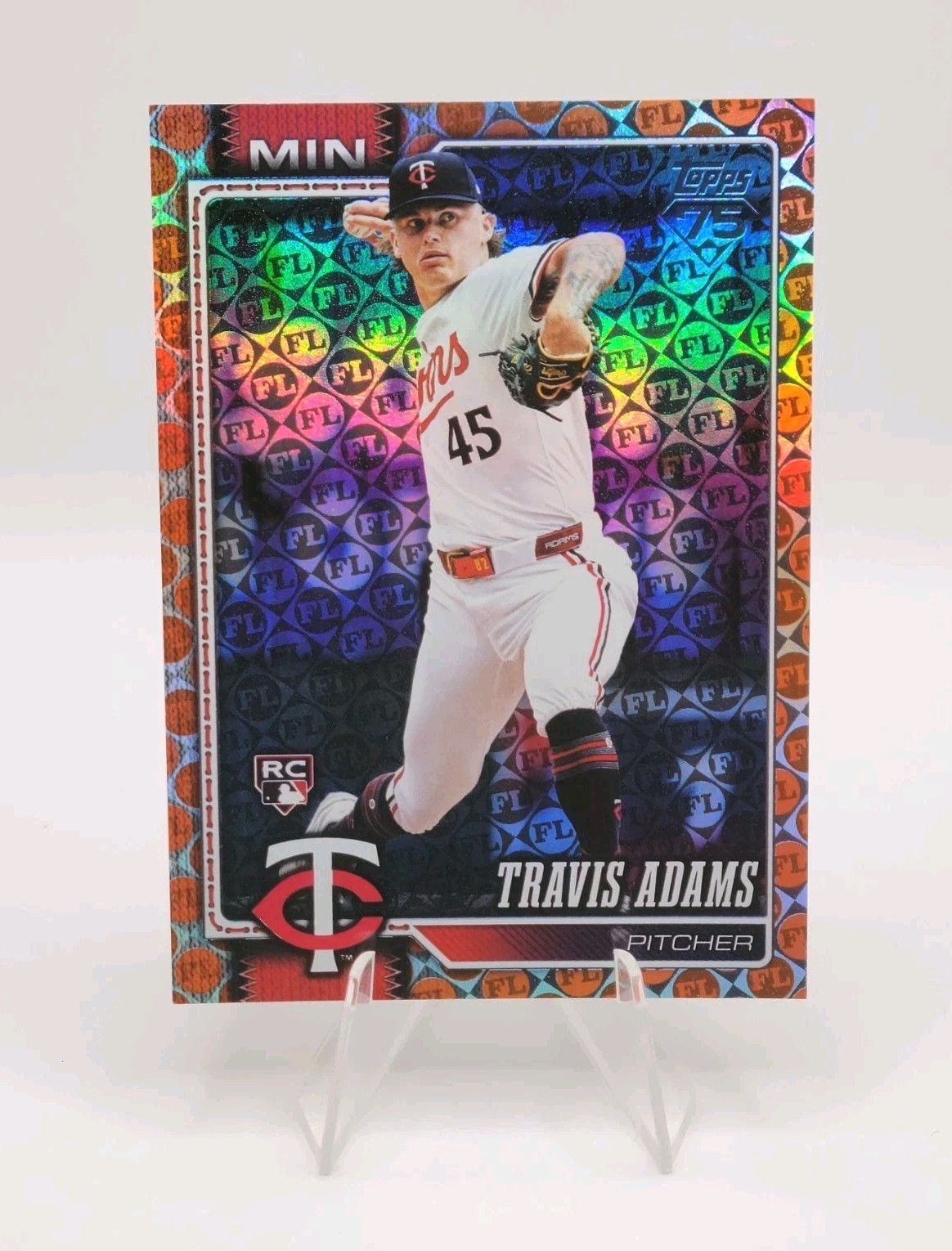 2026 Topps Series 1 Travis Adams Spring Training Orange /25 RC Minnesota Twins 