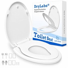 Elongated Toilet Seat with Built-In Toddler Seat 18.5" - Soft Close for Child...