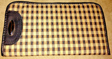 VTG LONGABERGER GLASSES CASE BROWN CREAM CHECK ORIG UNUSED