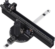 Compact Table Saw Miter Gauge with 360mm Fence and Multifunction Flip Black 