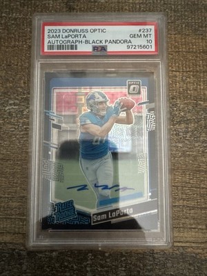 2023 Donruss Optic Sam LaPorta  Rookie RPS Auto Black Pandora /25 #237 Psa 10