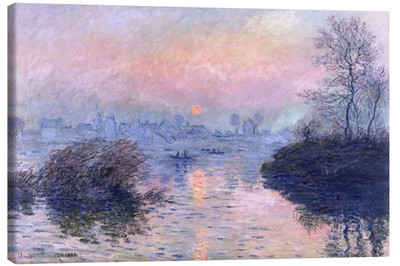 Leinwandbild Sonnenuntergang über die Seine bei Lavacourt - Claude Monet