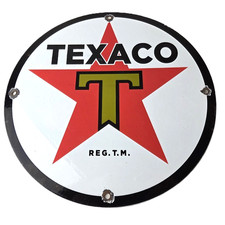 Vintage Texaco Gasoline Sign - Gas Motor Oil Pump Station Porcelain Sign