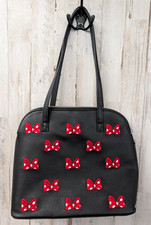 Borsa a tracolla Disney Minnie Mouse fiocco nera ecopelle ricamata