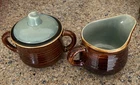 Red Wing Pottery Village Green Creamer & Covered Sugar Bowl X
