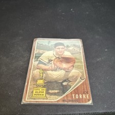 Topps 1962 Joe Torre #218 Milwaukee Braves Rookie Trading Card Visible Wear. rookie card picture