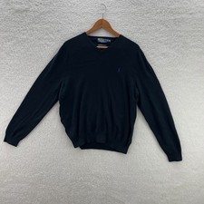 Polo Ralph Lauren Sweater Mens XL Black V-Neck Pima Cotton Purple Pony Preppy
