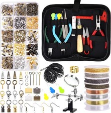 Jewelry Making Kit 1490pcs with Pliers Beads Findings Wire Tools DIY Craft Set