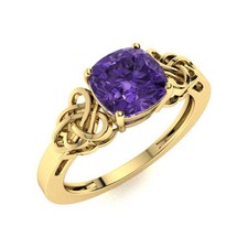 Cushion Amethyst Stone Unique Solitaire Wedding Ring Jewelry 925 Silver