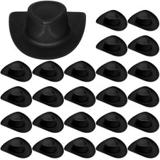 24 PCS Mini Cowboy Hat, Plastic Miniature Western Cowgirl Hat Small, Black