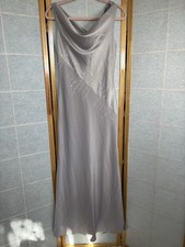 Vtg 80s Silver Metallic Floor Length Slip Dress Mesh Sequin Prom Formal Size S