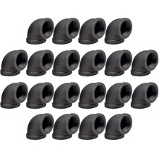 DSDS 20 PACK 1/2" Pipe Fitting Elbow, Rustic Industrial Style 0.5 Inch, Black 
