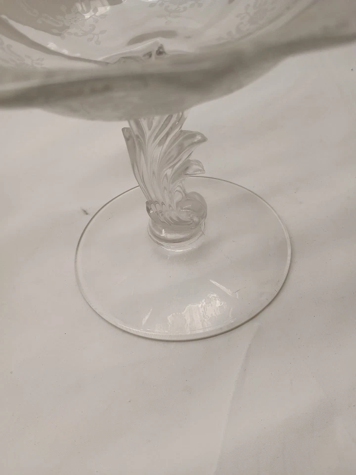 Fostoria Meadow Rose Clear Etched Glass #328 Baroque Compote (Lot Of 2 Pieces) - Image 4 of 4