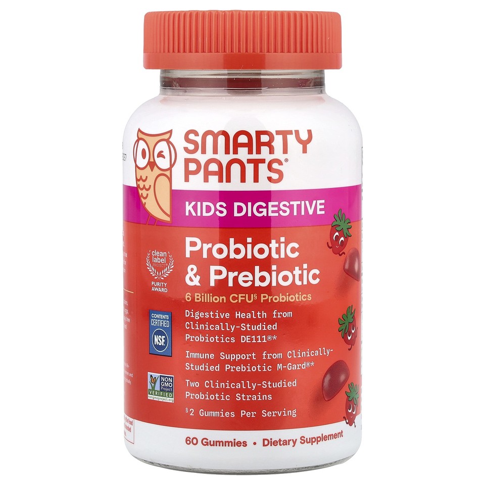 Kids Digestive, Prebiotic & Probiotic Gummies, Strawberry, 60 Gummies