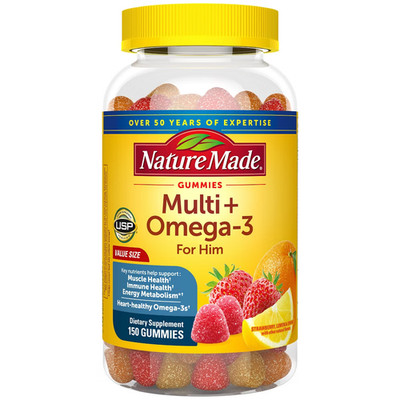 Nature Made Mens Multivitamin Gummies Plus Omega 3 Gummies, USP Verified - 150ct
