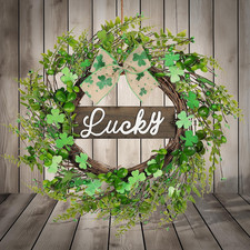26'' St Patrick'S Day Wreath with Bow - Lucky Sign Artificial Shamrock Wreath,St