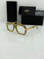 Cazal Glasses Legends Snakeskin Leather Square Yellow Golden Bold Eyeglasses
