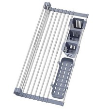 Expandable Roll Up Dish Drying Rack Up to Gray 13 tubes  Expandable Wides