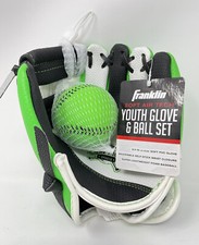 Franklin Soft Air Tech Youth 8.5 inches Mitt PVC Glove Green Black with Ball NEW