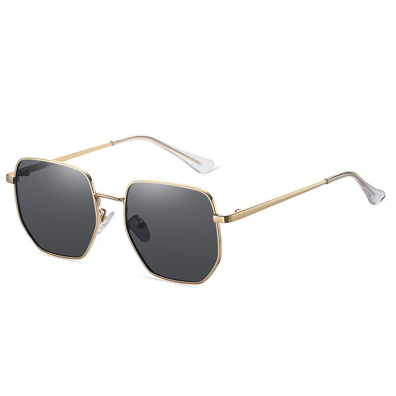 Hexagon Polarized Sunglasses Retro Square Metal Frame Sun  display picture 1