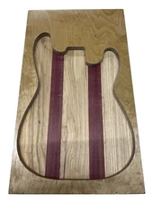 Purpleheart+ Ash 5 Pcs Glued Guitar Body Blank Luthierwood- Free US Shipping