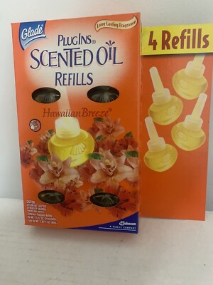 Glade PlugIns Plug In 4 Scented Oil Refills Hawaiian Breeze Value Pack Vintage !