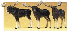 HO Preiser THREE MOOSE FIGURES  1/87 scale for Northwoods diorama