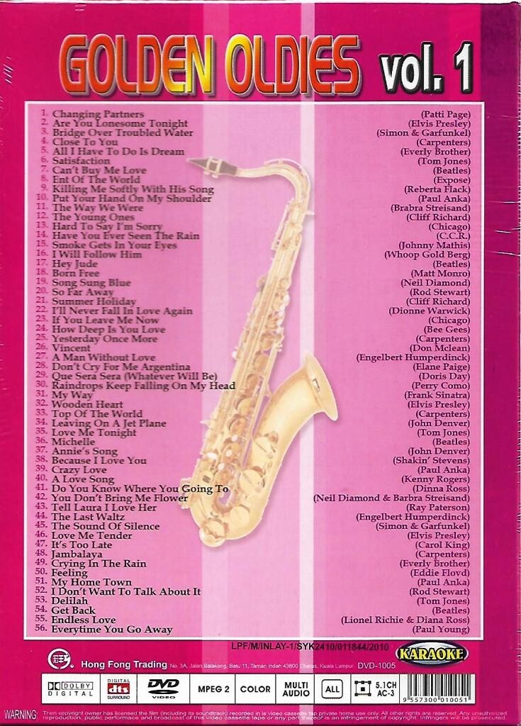Golden Oldies 56 Songs Collection Vol.1 DVD Karaoke Cover