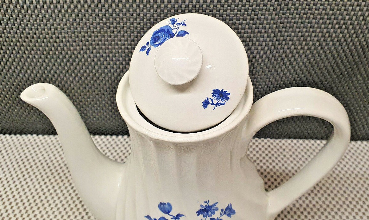 Ancienne Saucière KG Luneville Badonviller – Blanche Fleur Bleu Contour Torsadé